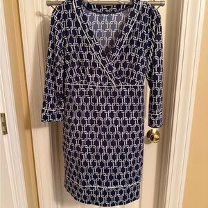 Lands End Nautical Blue Beach Swimwear Cover Up Tunic Dress Size Small 6-8 NWOT